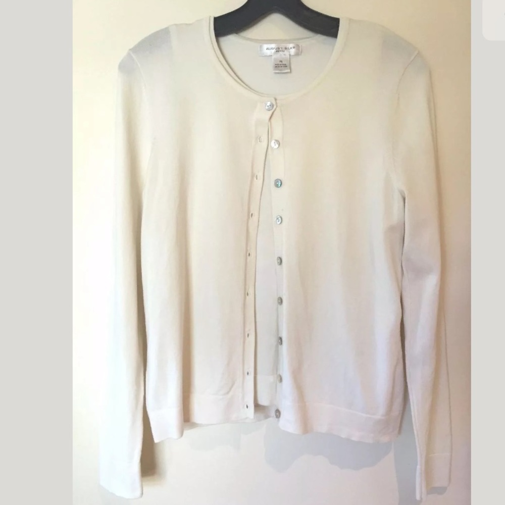 AUGUST SILK IVORY SWEATER SET SIZE PETITE SMALL